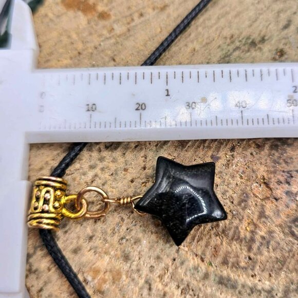 Nature Gold Obsidian Flashy Star Pendant Necklace - Picture 7 of 10